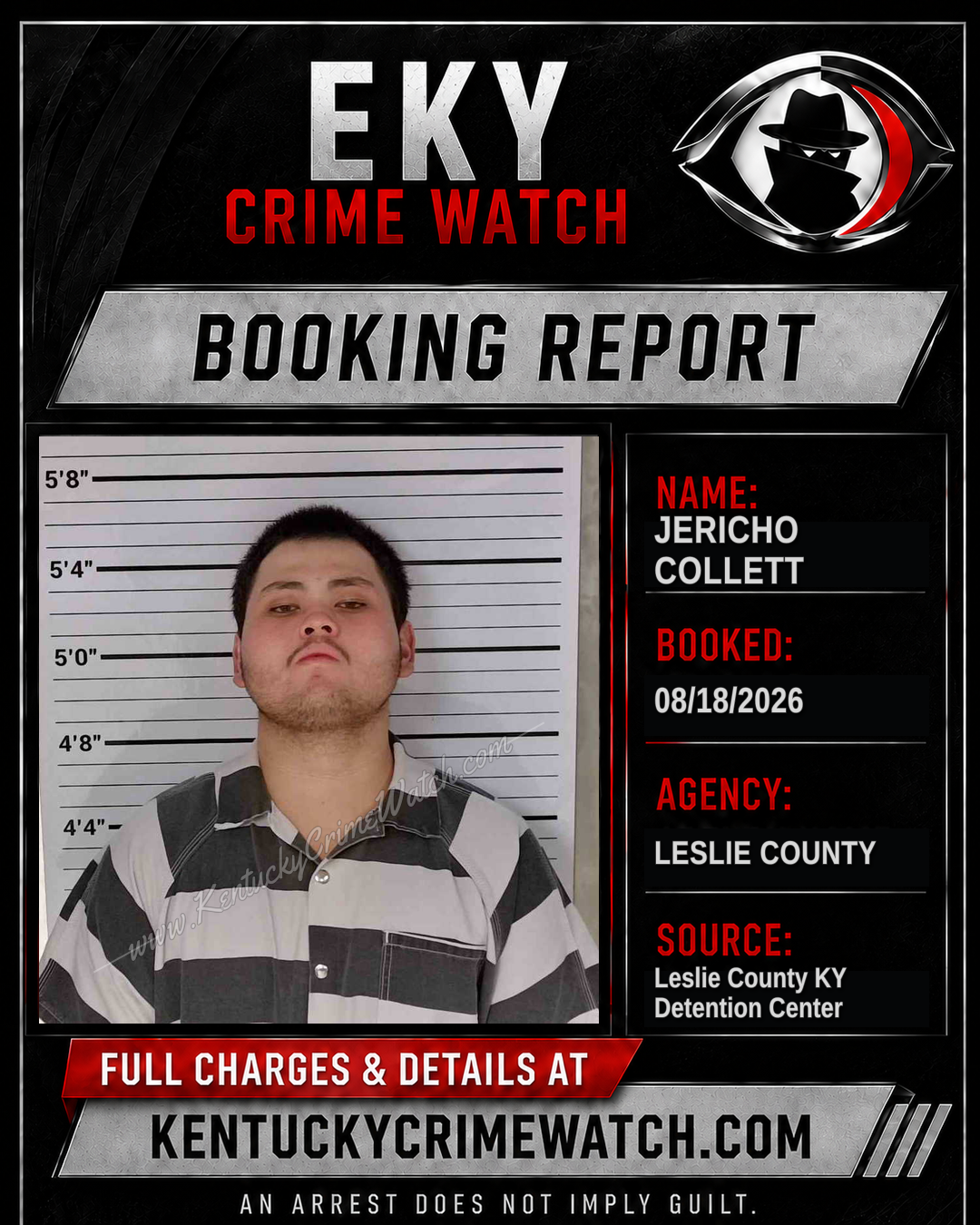 JERICHO COLLETT booking report card