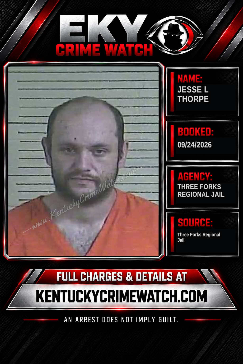 Jesse L Thorpe booking report card