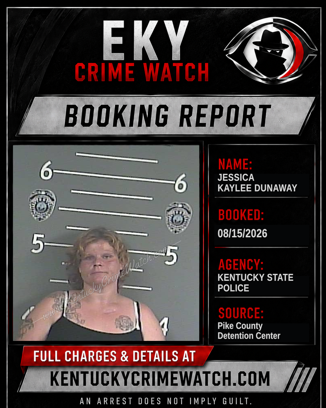 JESSICA KAYLEE DUNAWAY booking report card