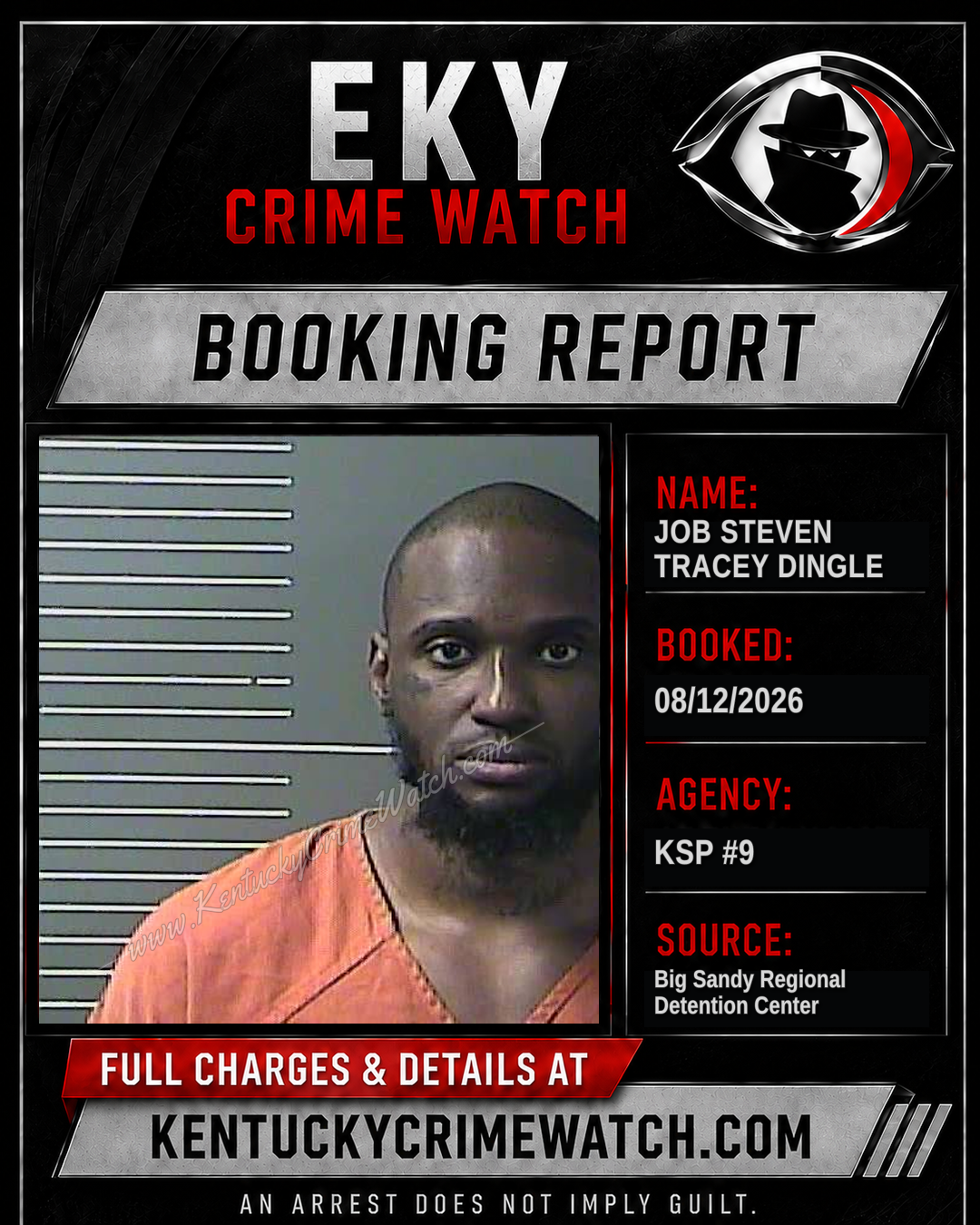 JOB STEVEN TRACEY DINGLE booking report card
