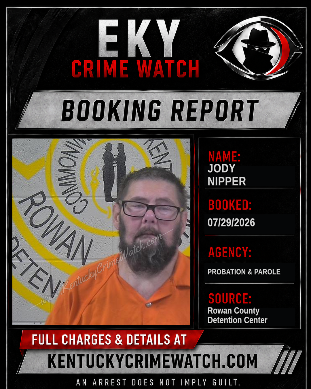 JODY NIPPER booking report card