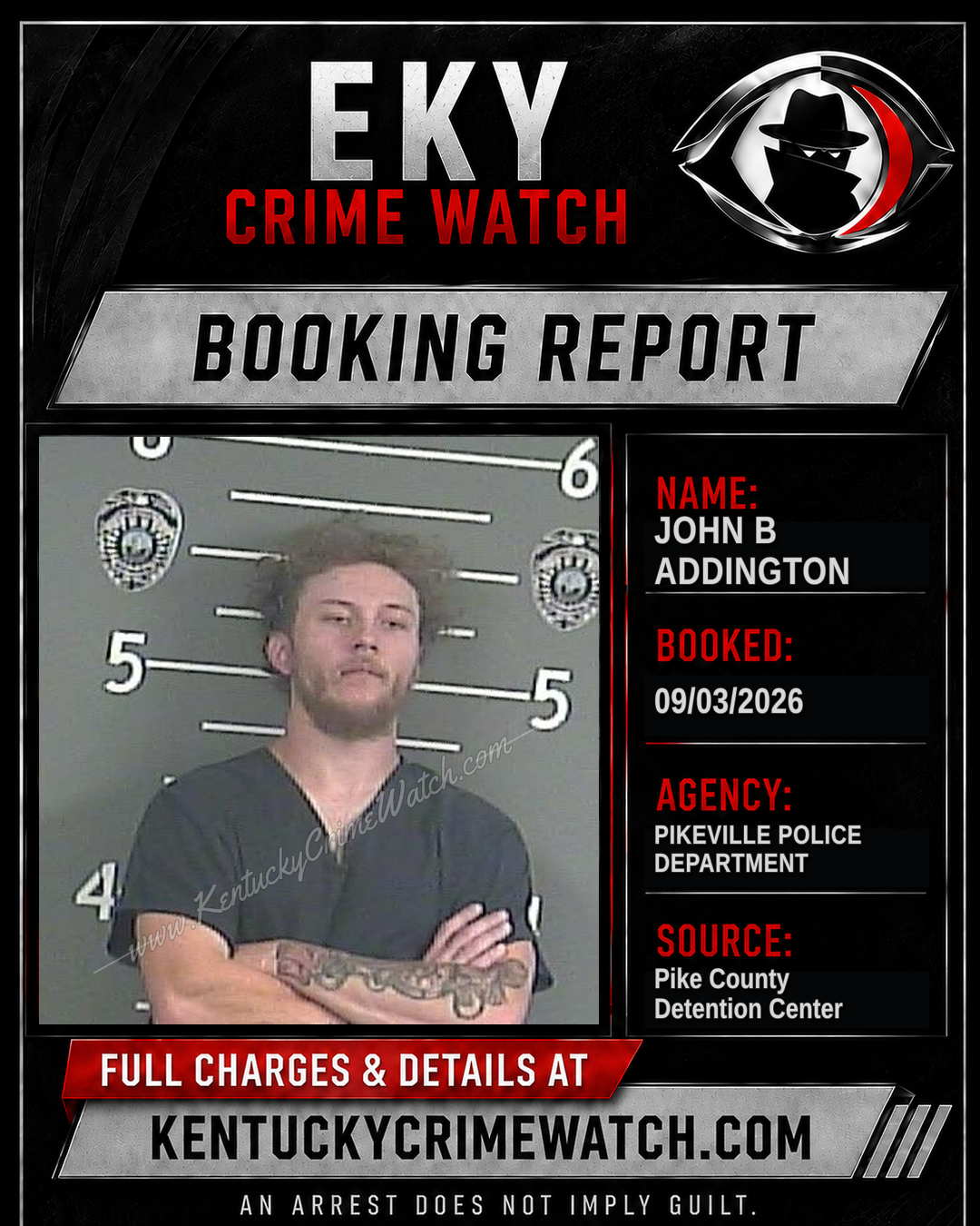 JOHN B ADDINGTON booking report card