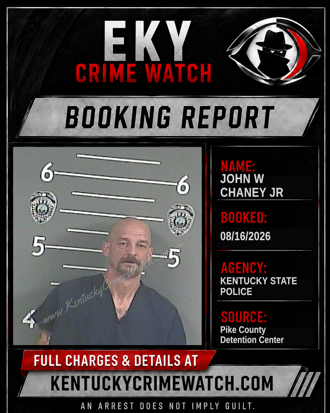 JOHN W CHANEY JR booking report card