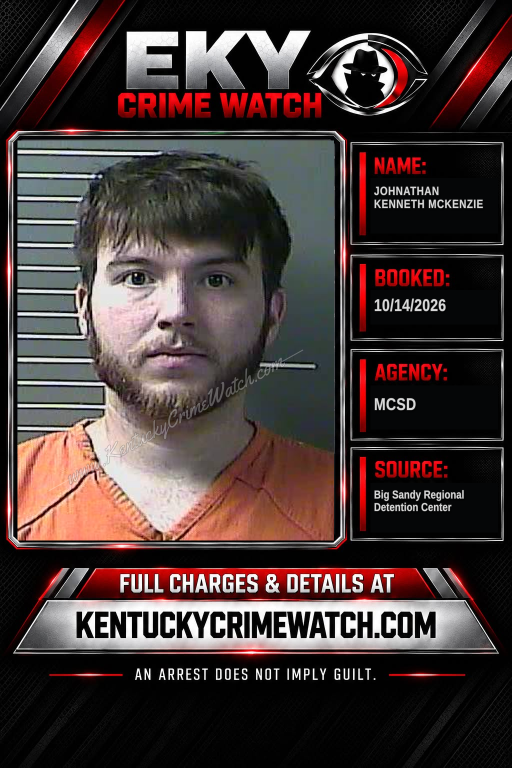 JOHNATHAN KENNETH MCKENZIE booking report card