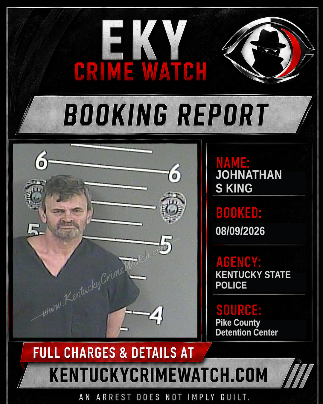 JOHNATHAN S KING booking report card