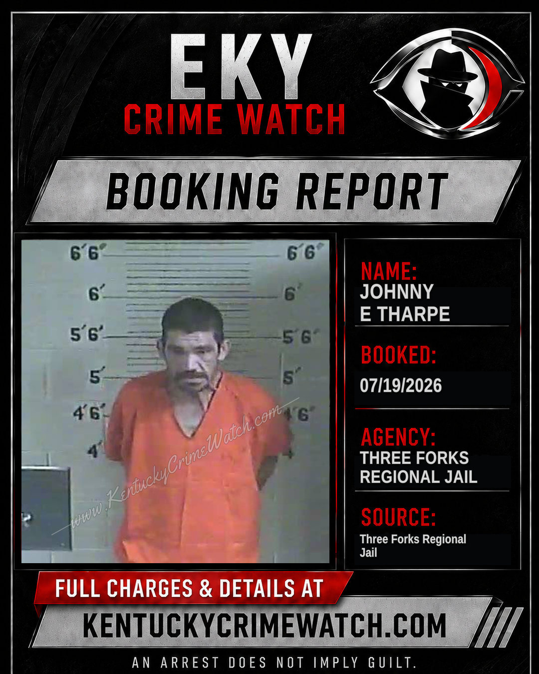 Johnny E Tharpe booking report card