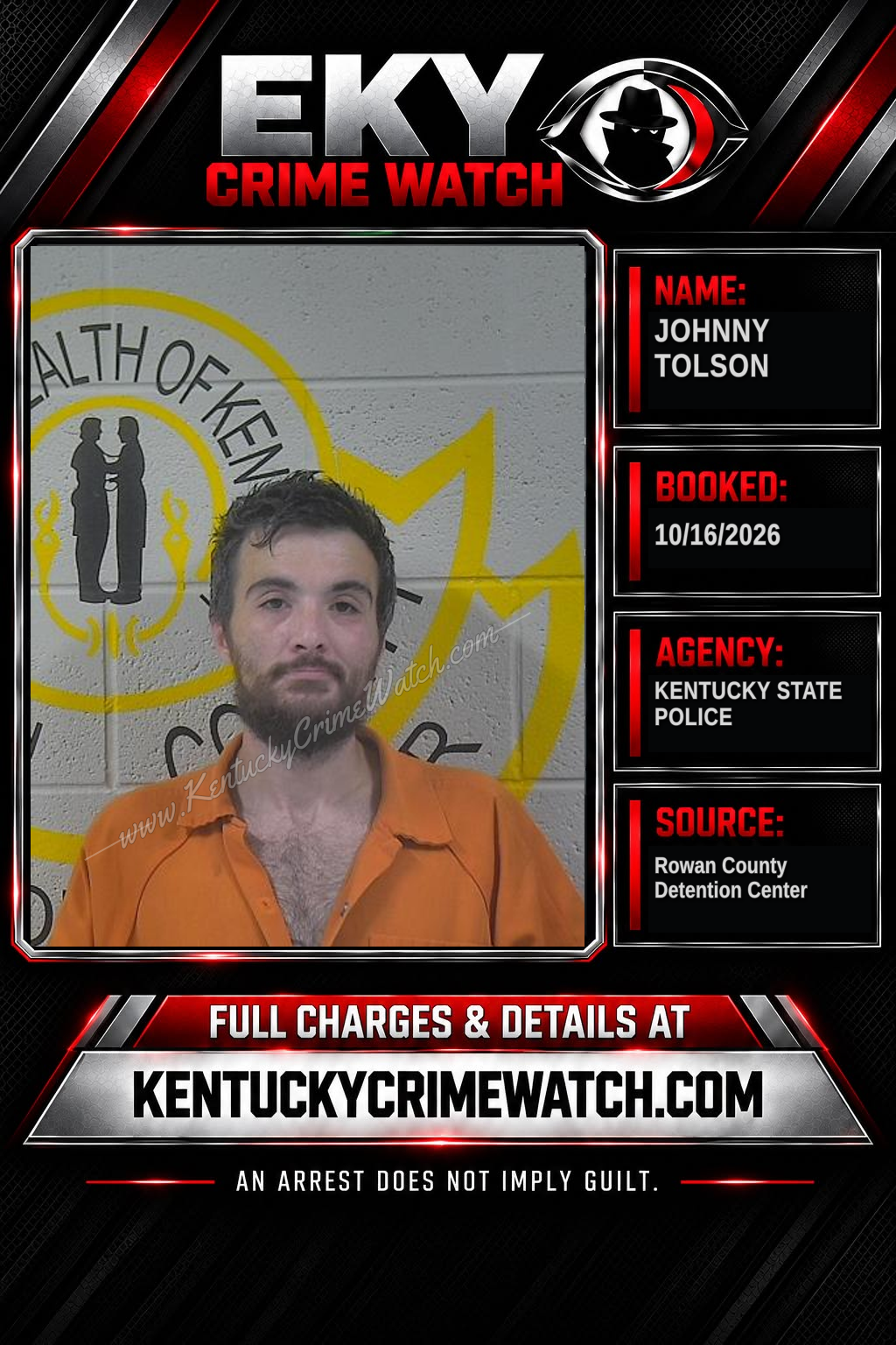 JOHNNY TOLSON booking report card