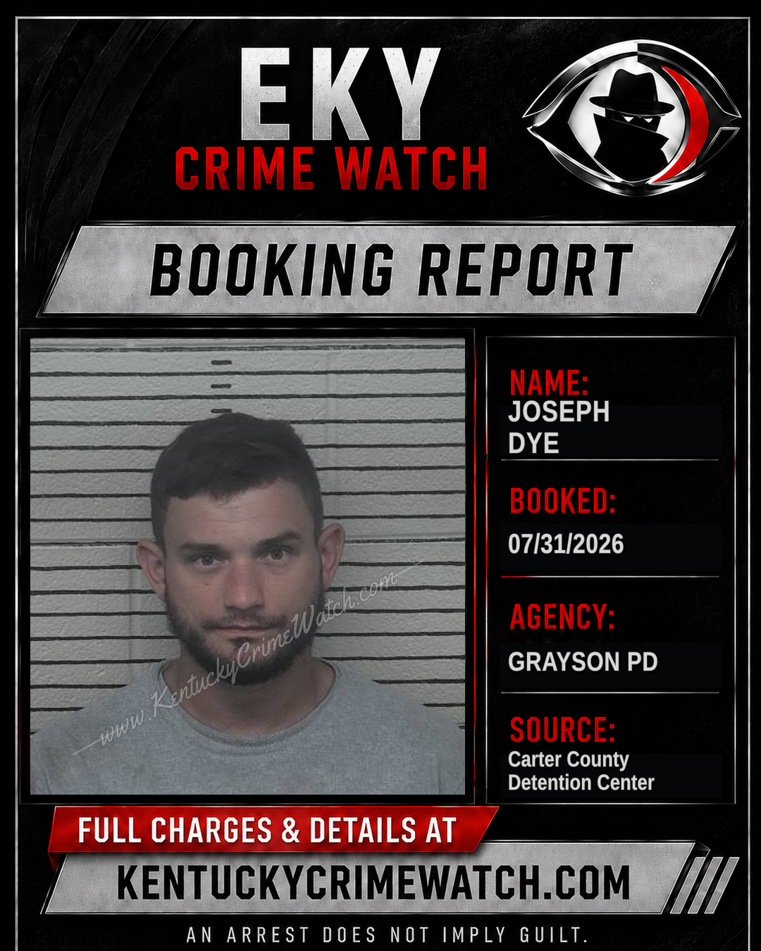 JOSEPH DYE booking report card