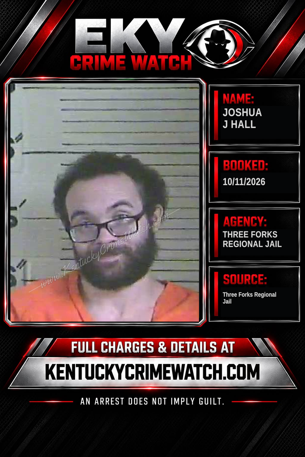 Joshua J Hall booking report card