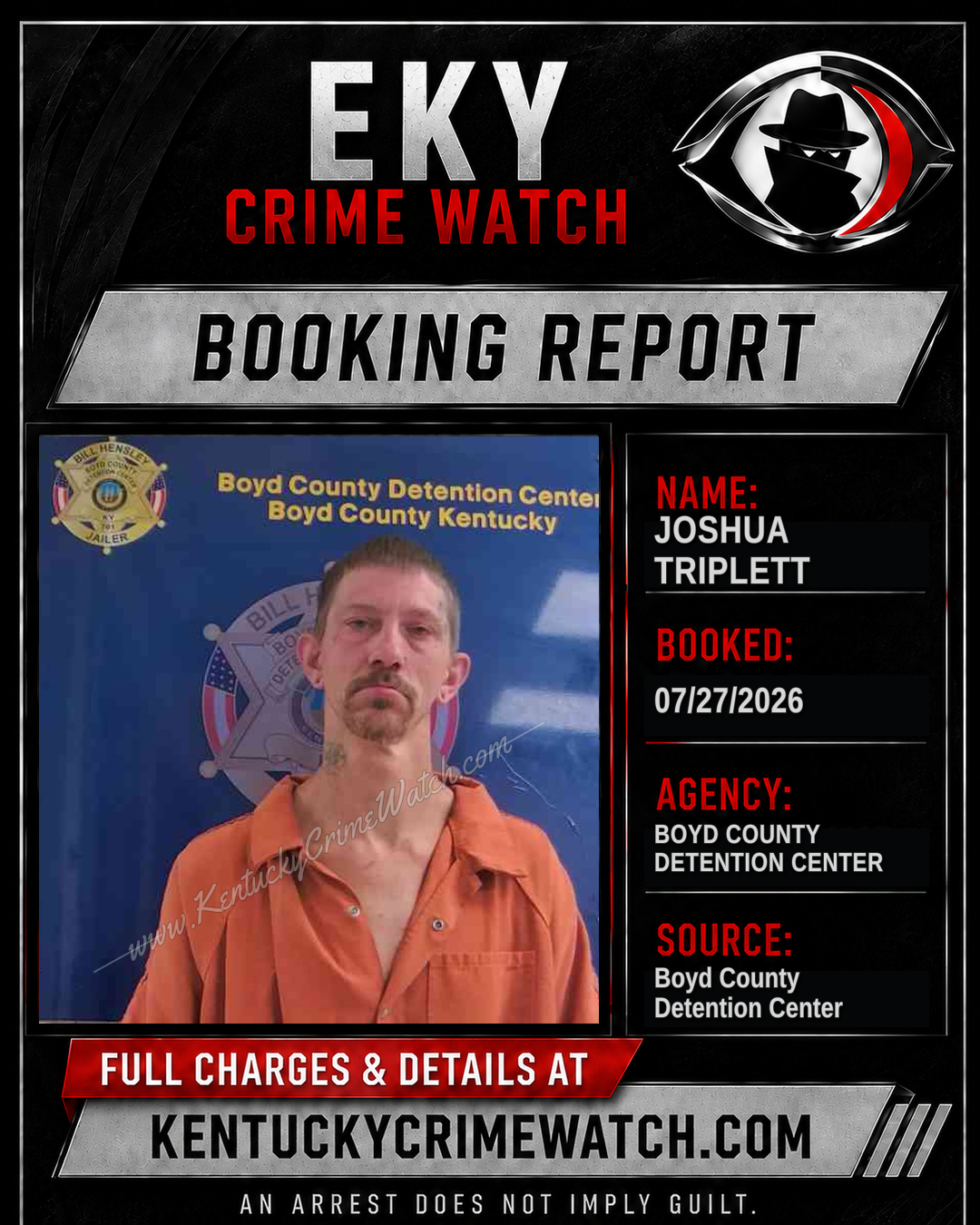JOSHUA TRIPLETT booking report card