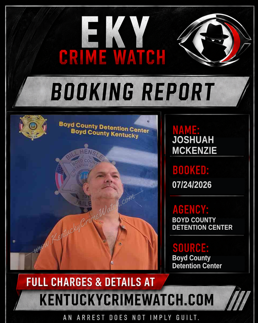 JOSHUAH MCKENZIE booking report card
