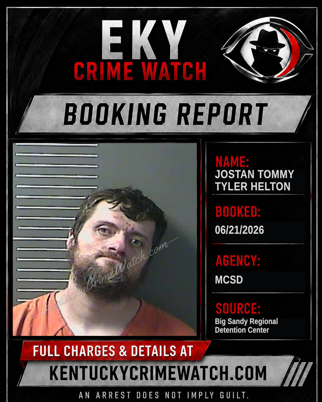 JOSTAN TOMMY TYLER HELTON booking report card