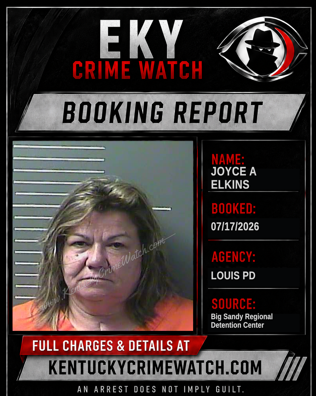 JOYCE A ELKINS booking report card