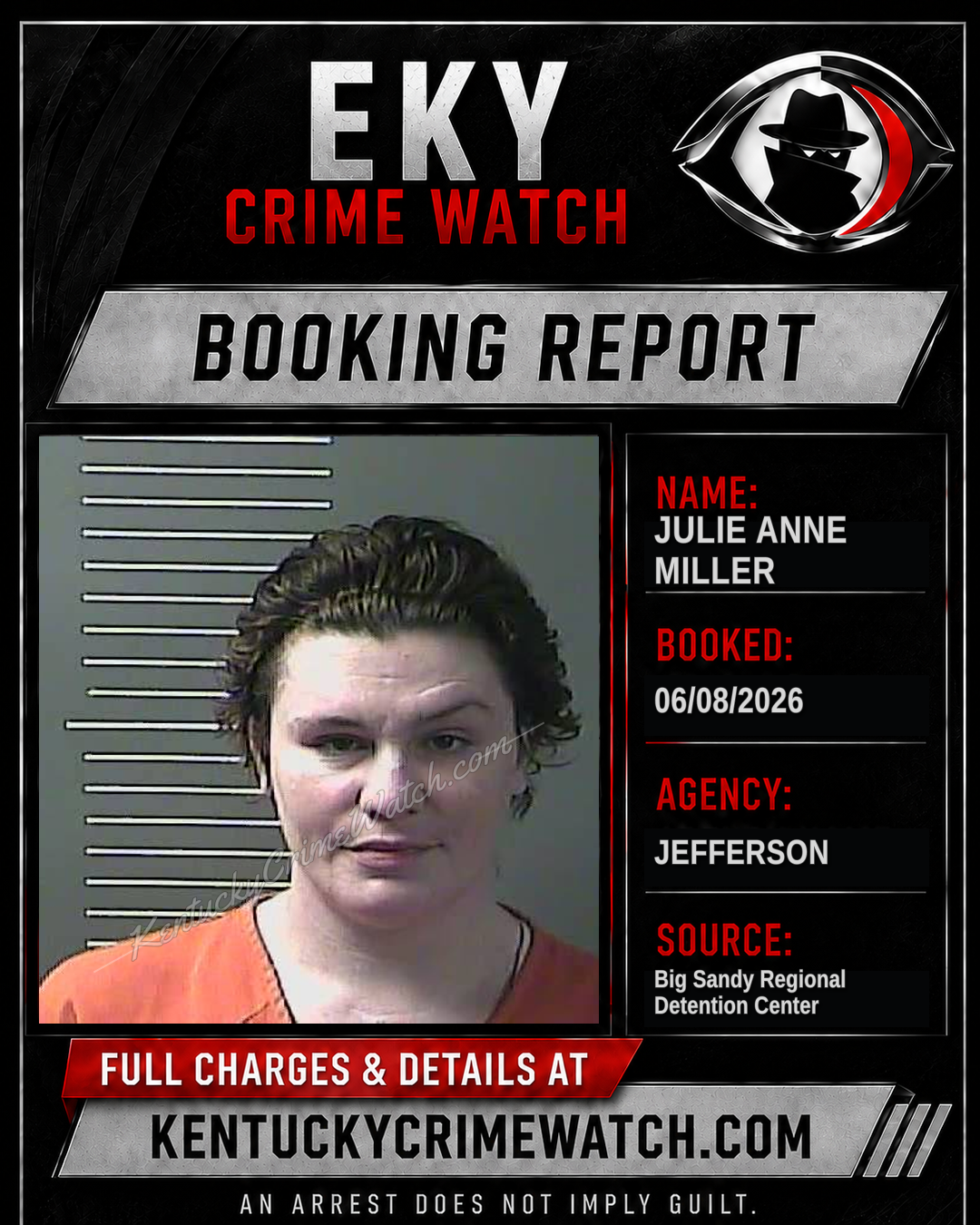JULIE ANNE MILLER booking report card