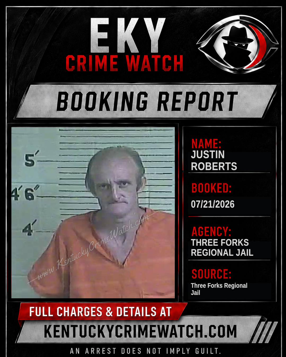Justin Roberts booking report card