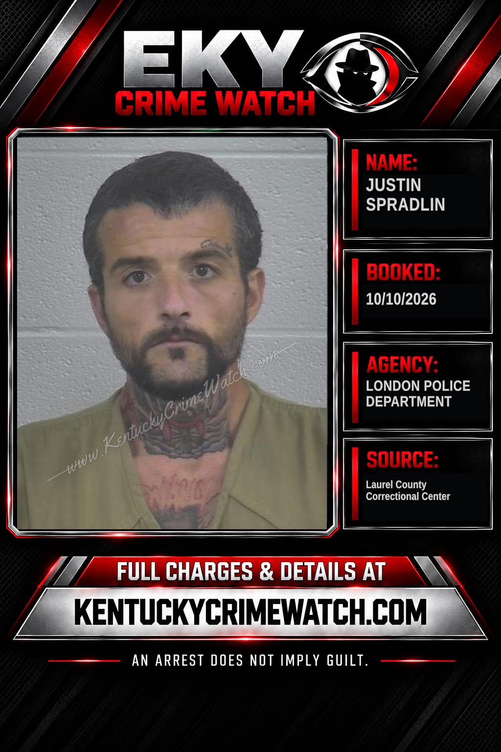 JUSTIN SPRADLIN booking report card
