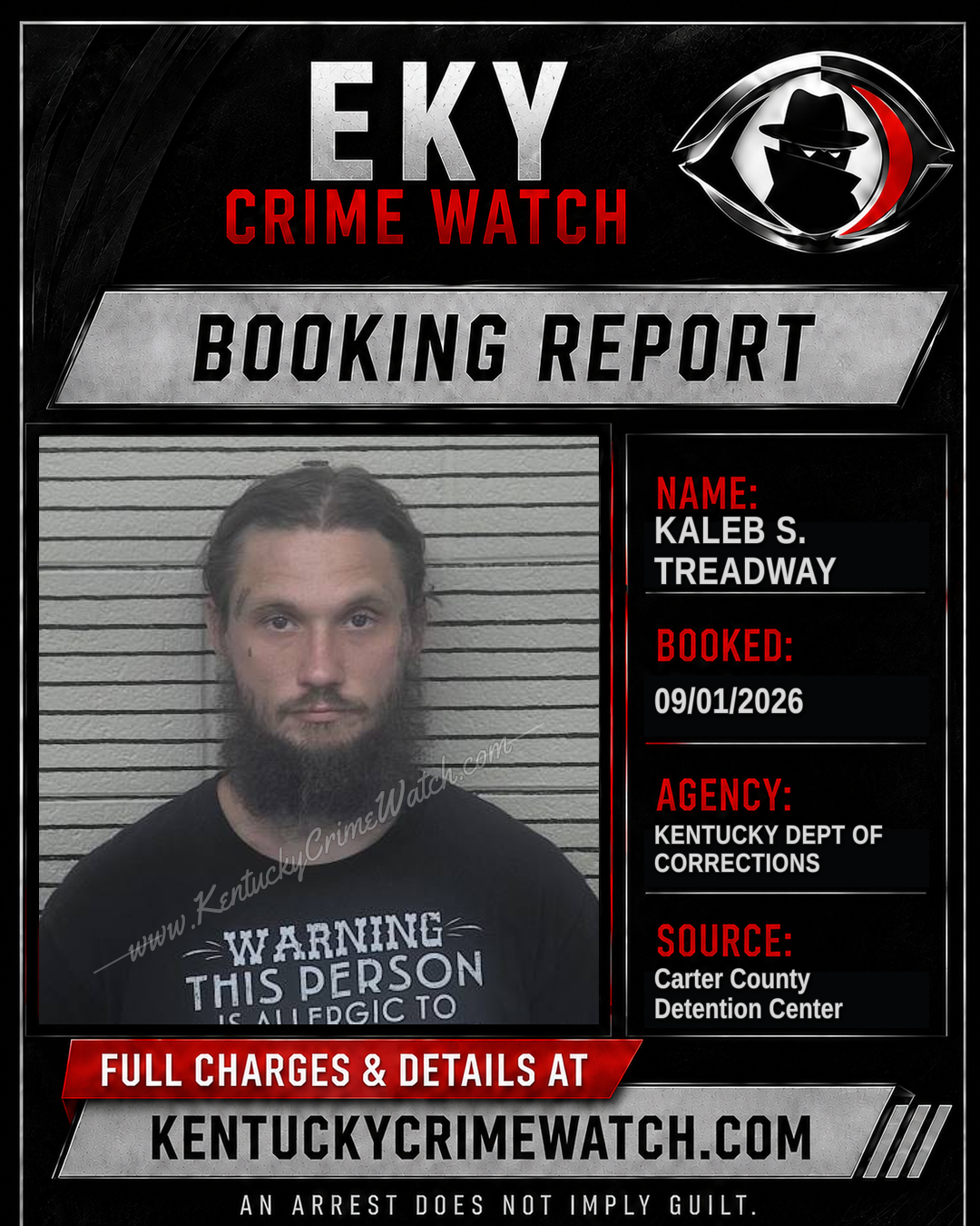 KALEB S. TREADWAY booking report card