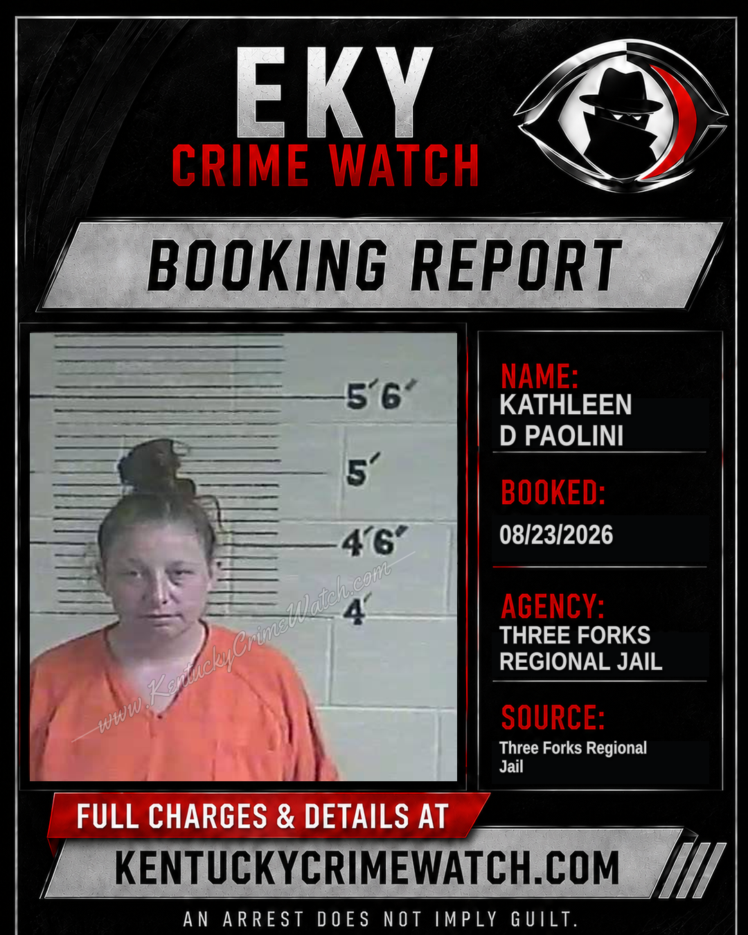 Kathleen D Paolini booking report card