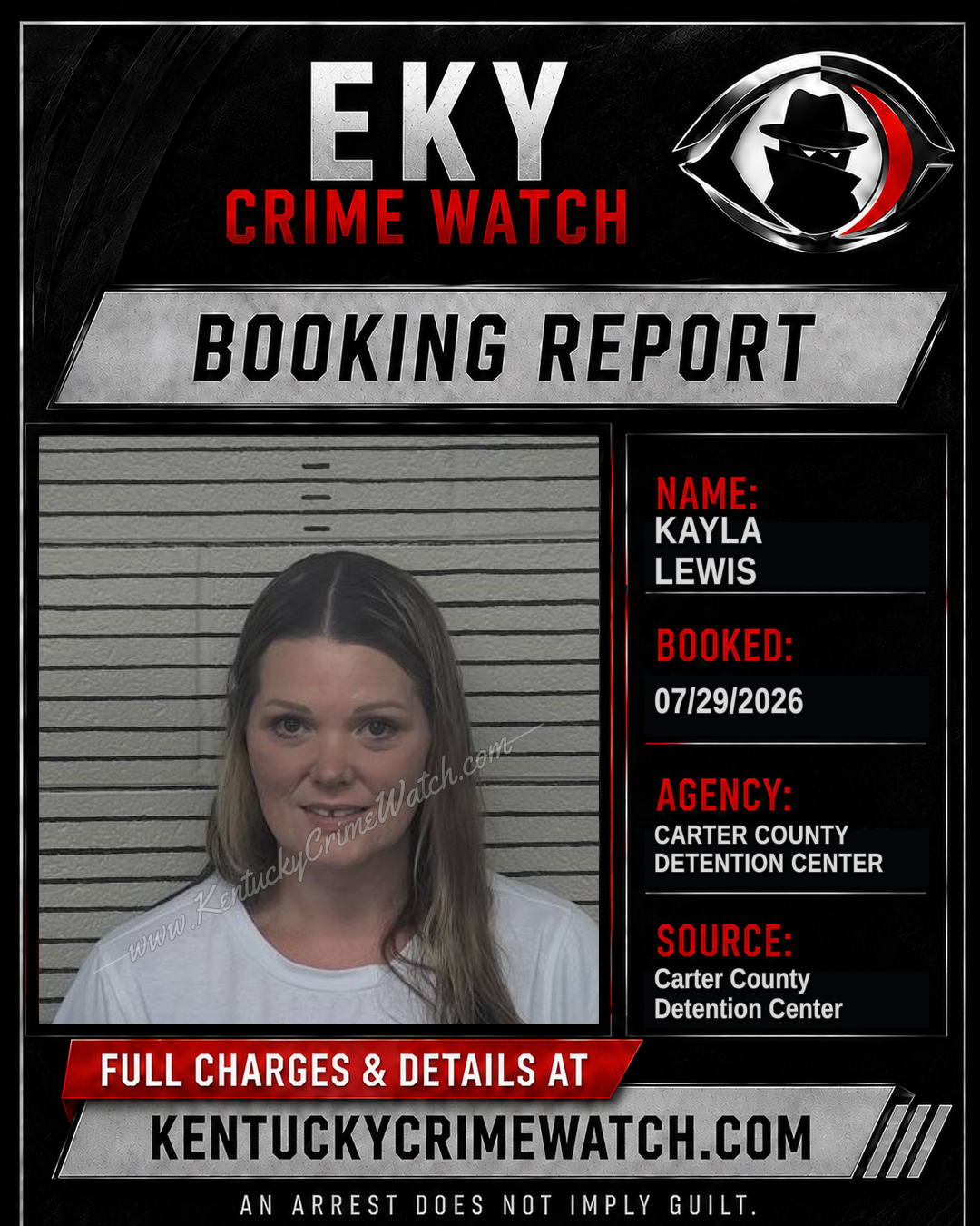 KAYLA LEWIS booking report card