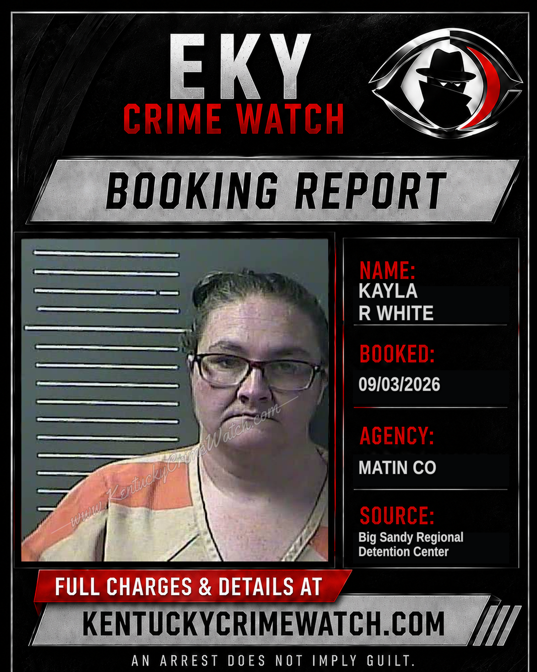 KAYLA R WHITE booking report card