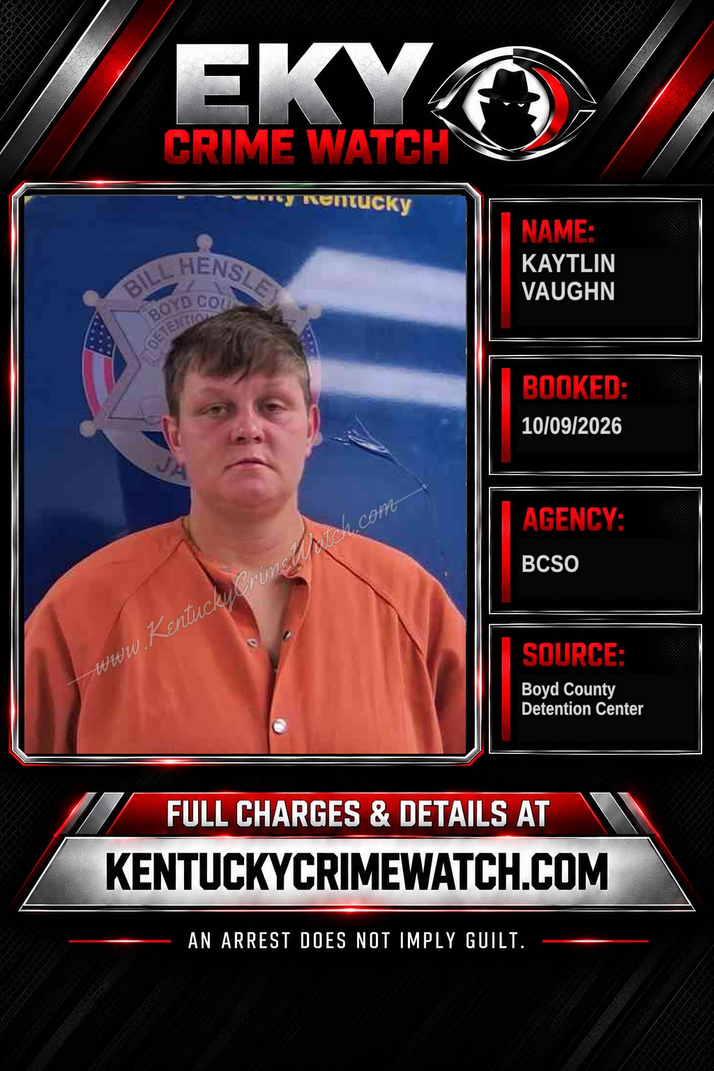 KAYTLIN VAUGHN booking report card
