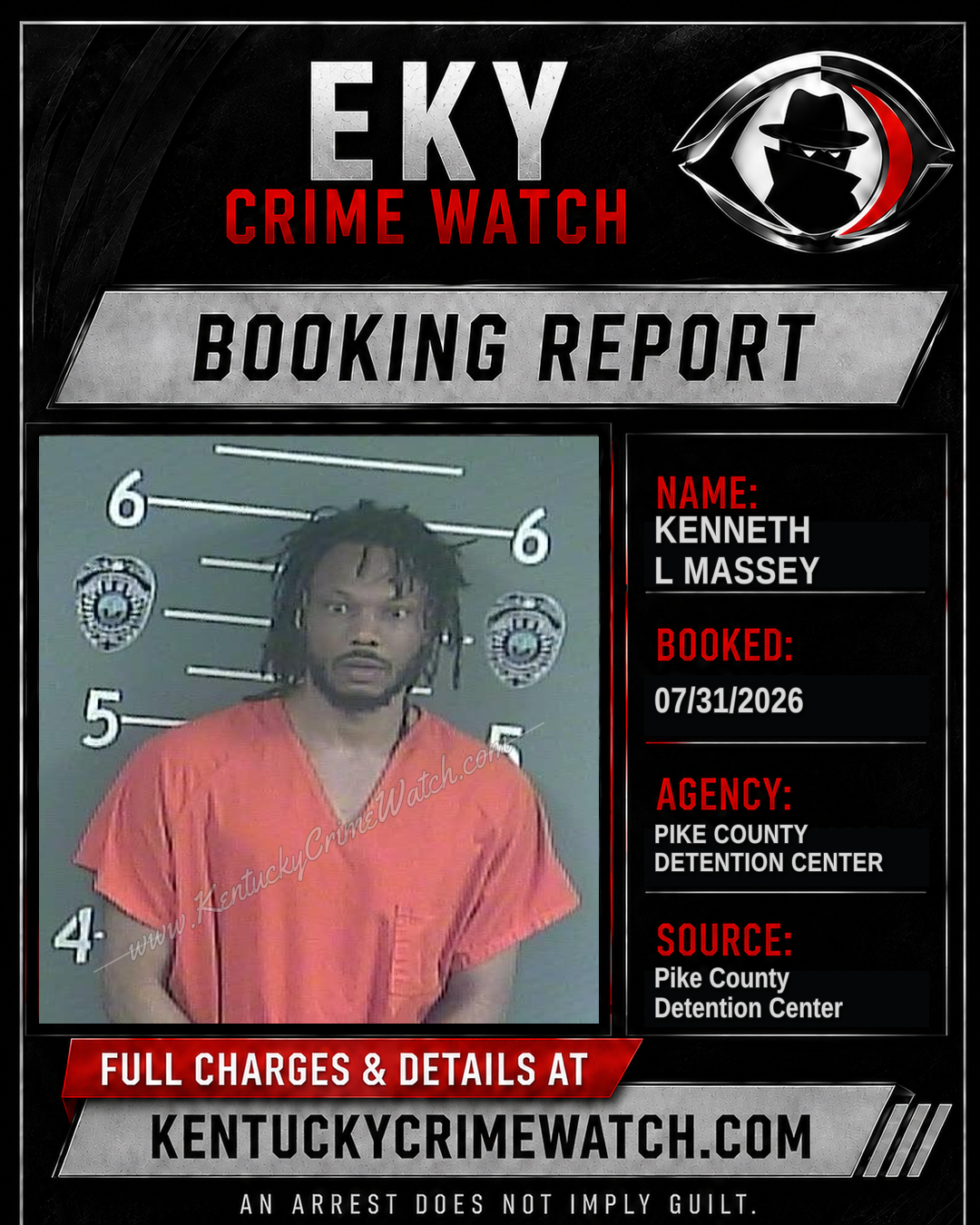 KENNETH L MASSEY booking report card