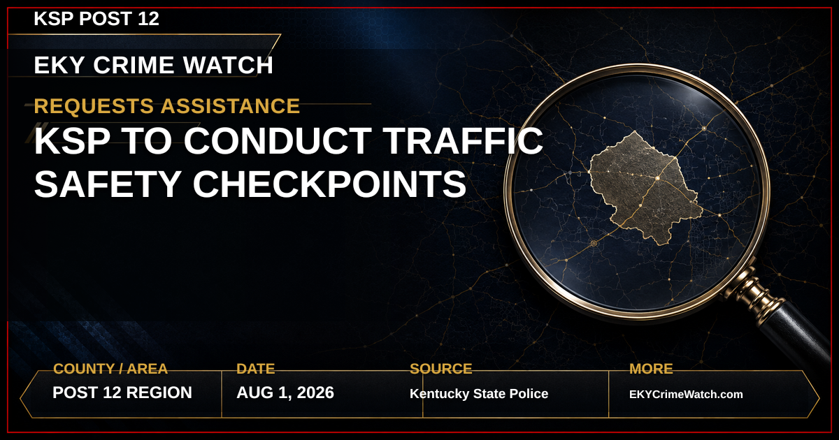 Kentucky State Police Post 12 to Conduct Traffic Safety Checkpoints image