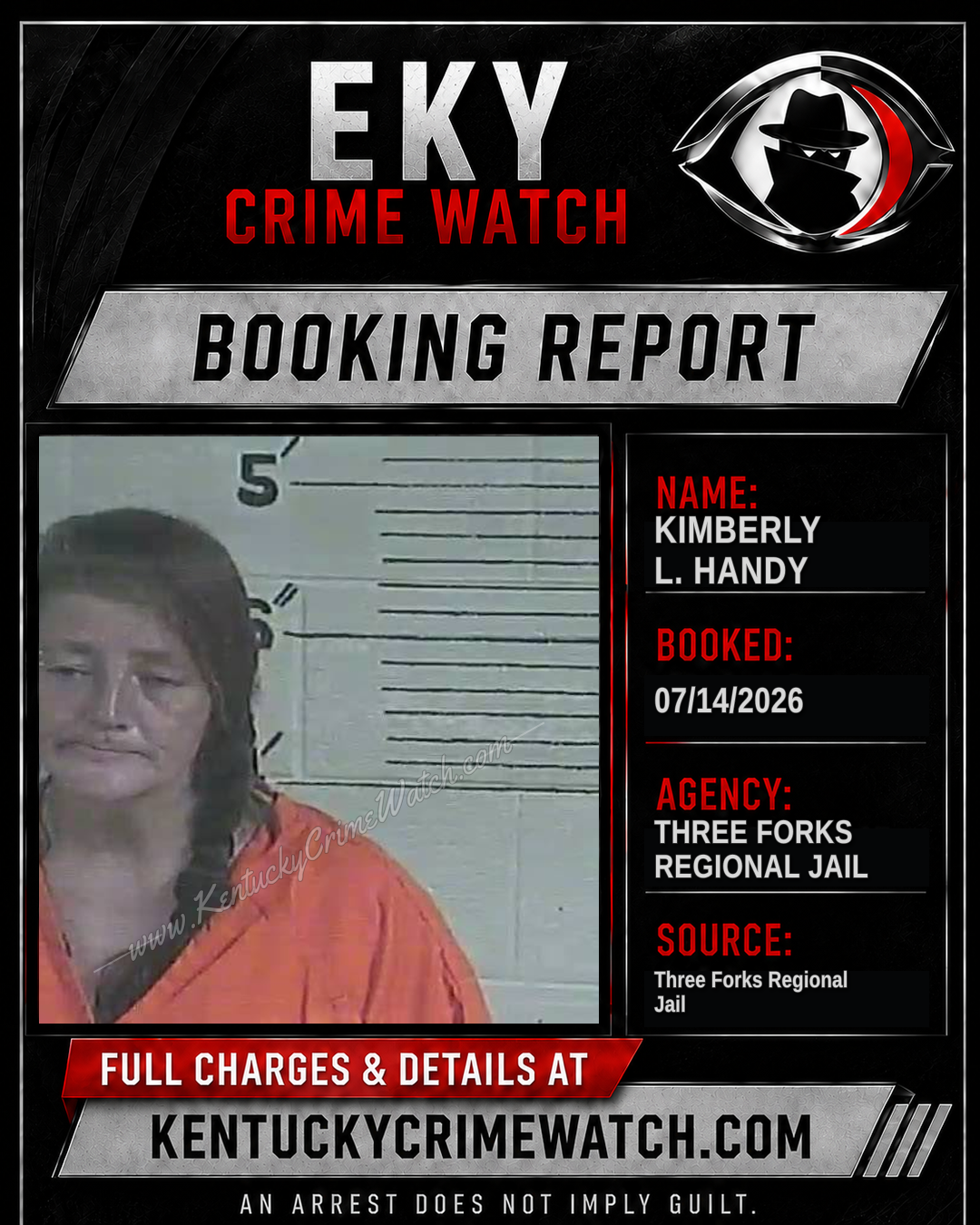 Kimberly L. Handy booking report card
