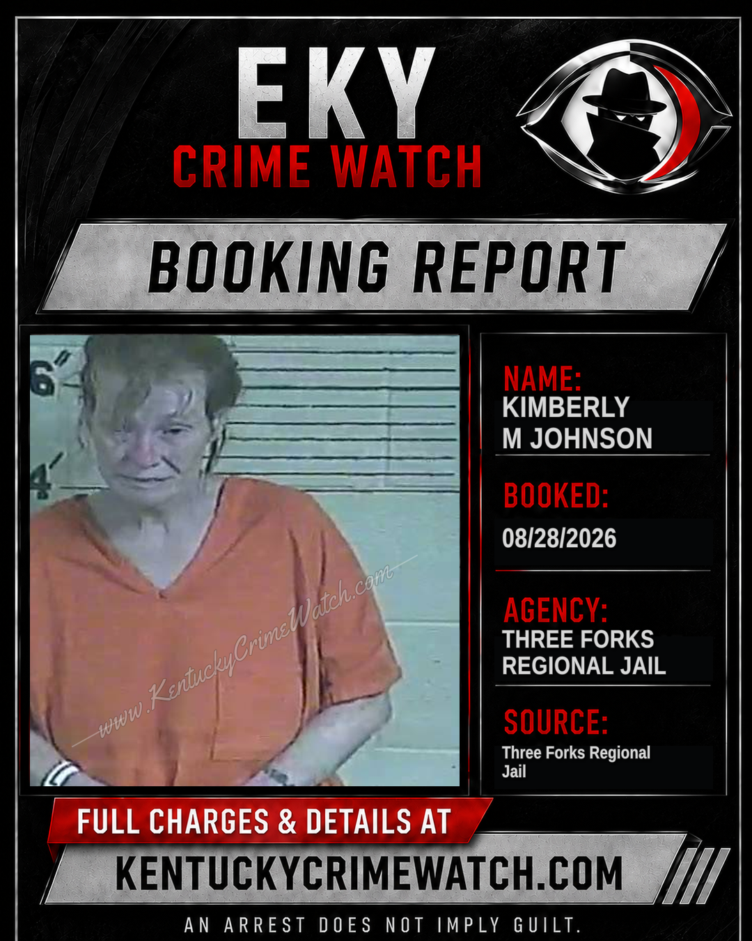 Kimberly M Johnson booking report card
