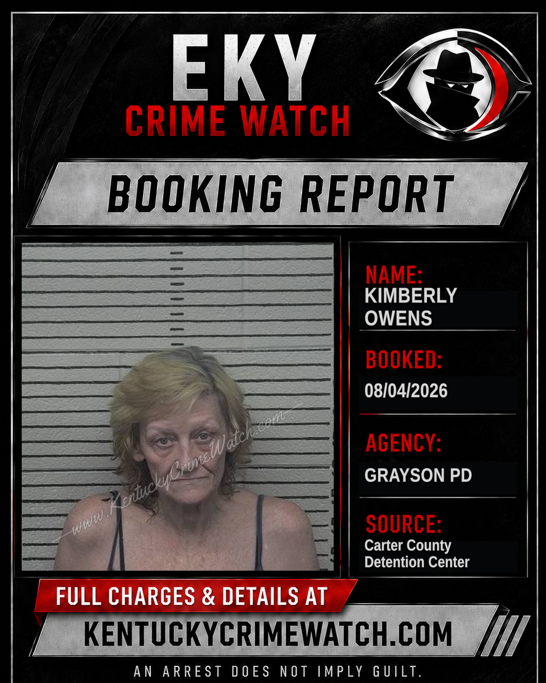 KIMBERLY OWENS booking report card