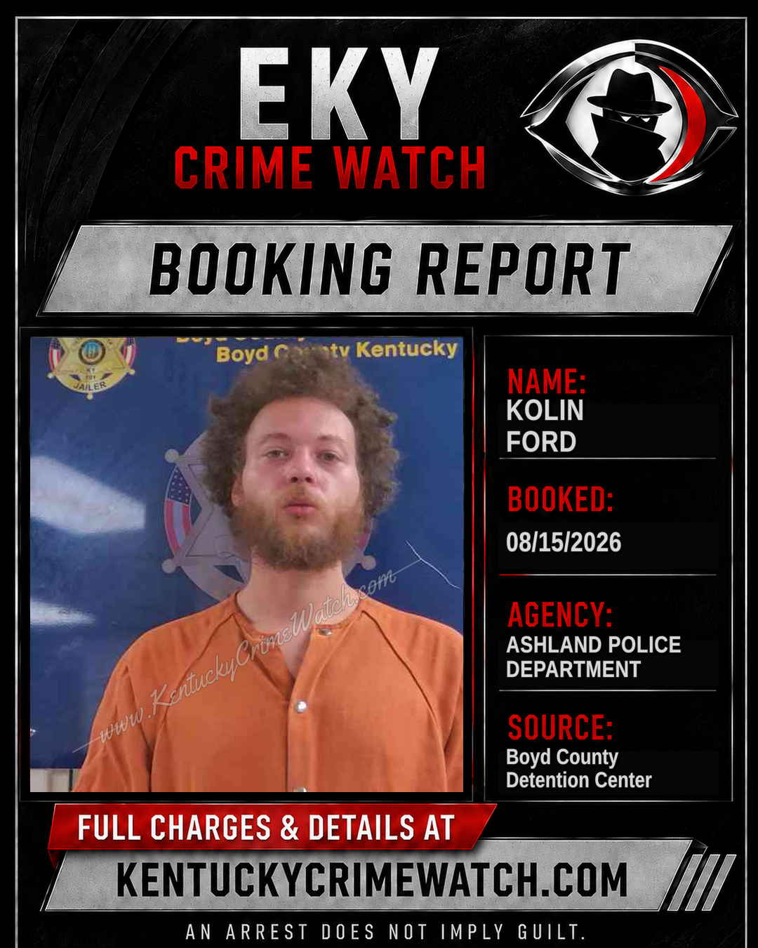 KOLIN FORD booking report card