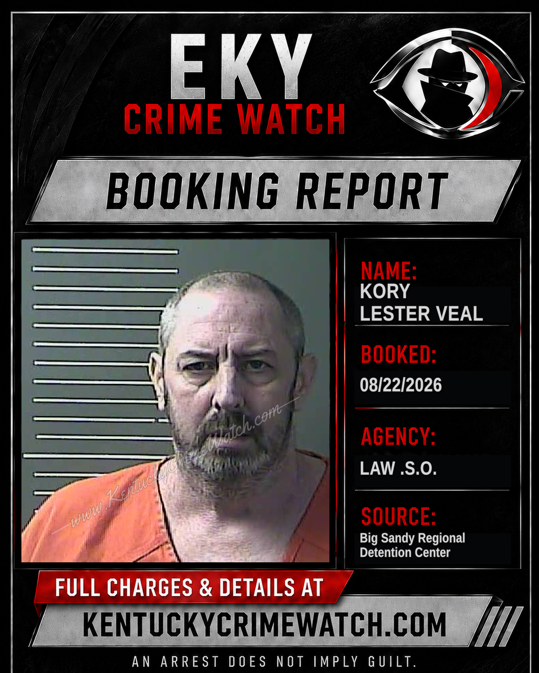 KORY LESTER VEAL booking report card