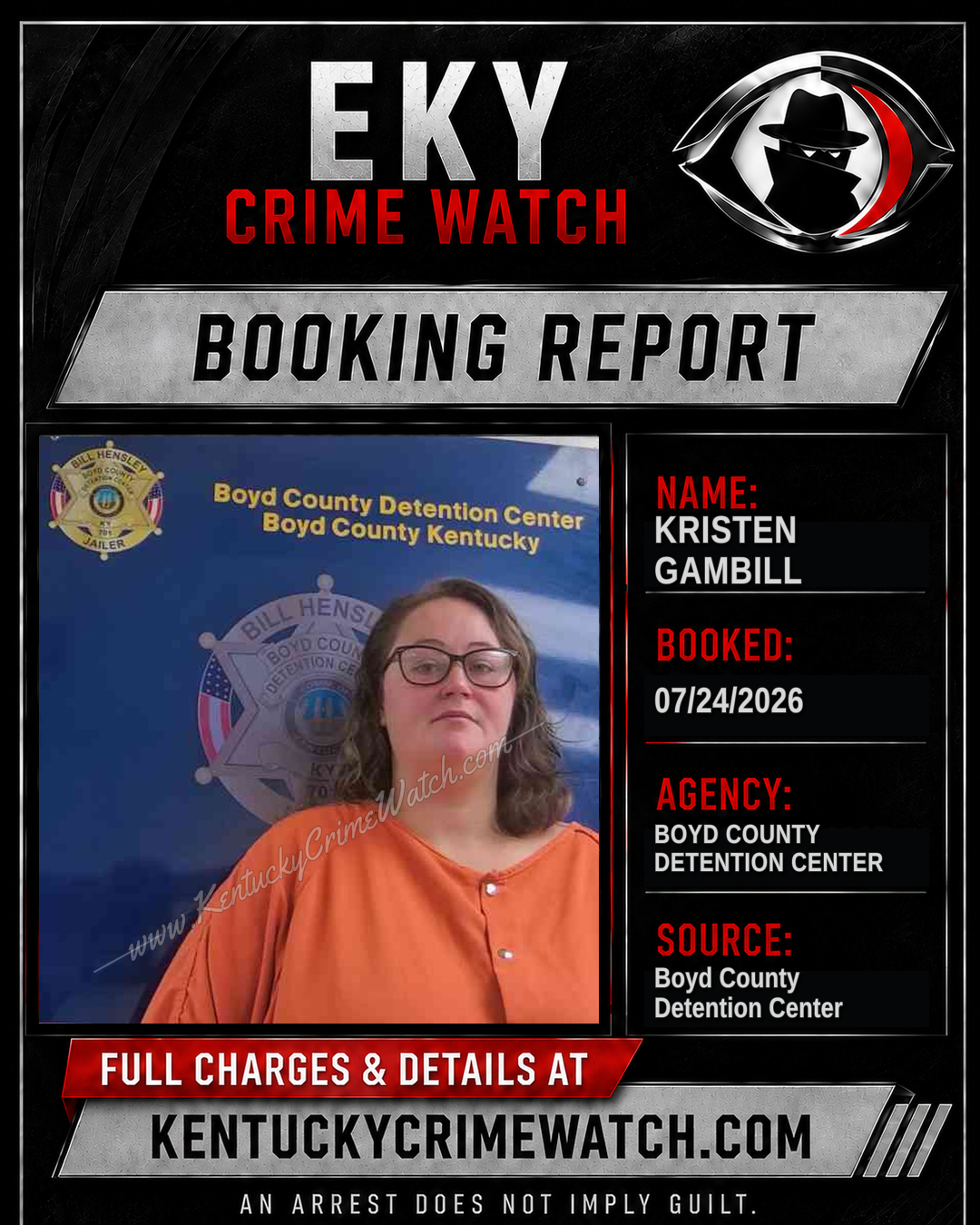 KRISTEN GAMBILL booking report card