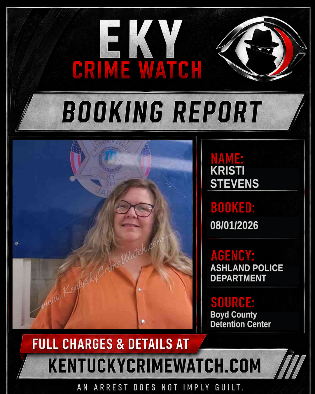 KRISTI STEVENS booking report card