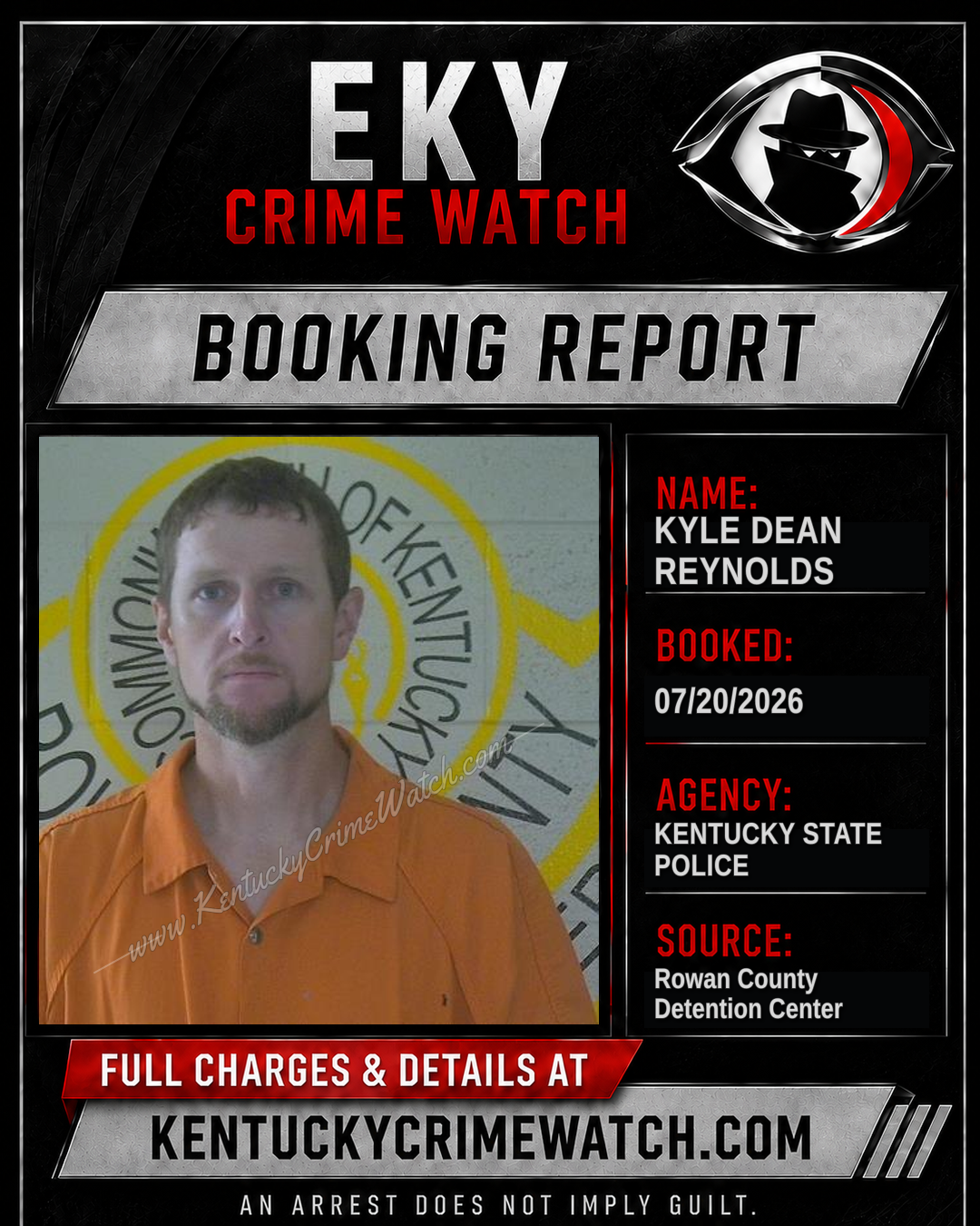 KYLE DEAN REYNOLDS booking report card