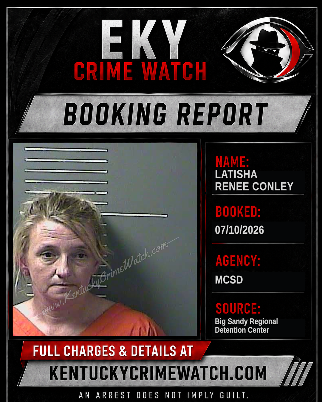 LATISHA RENEE CONLEY booking report card