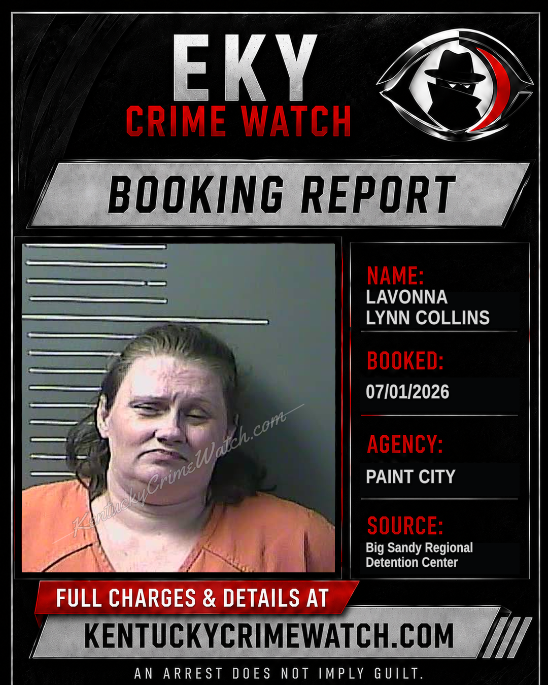 LAVONNA LYNN COLLINS booking report card