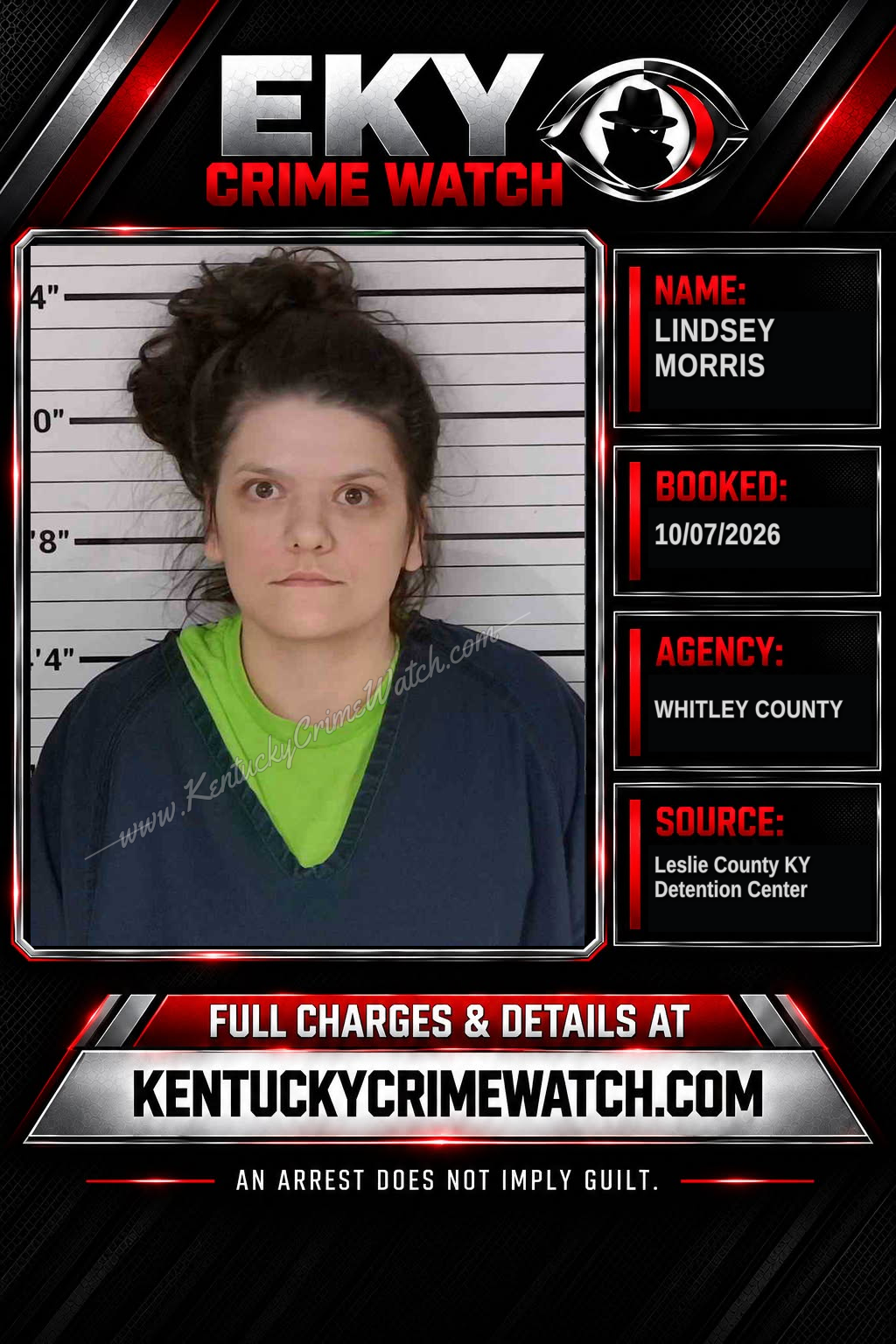 LINDSEY MORRIS booking report card