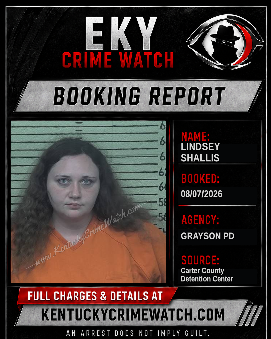 LINDSEY SHALLIS booking report card