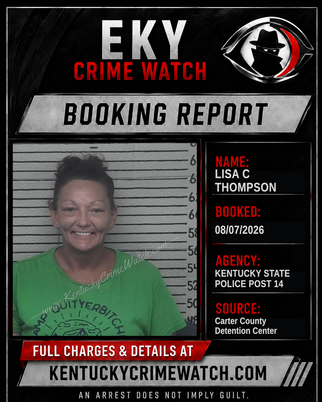LISA C THOMPSON booking report card