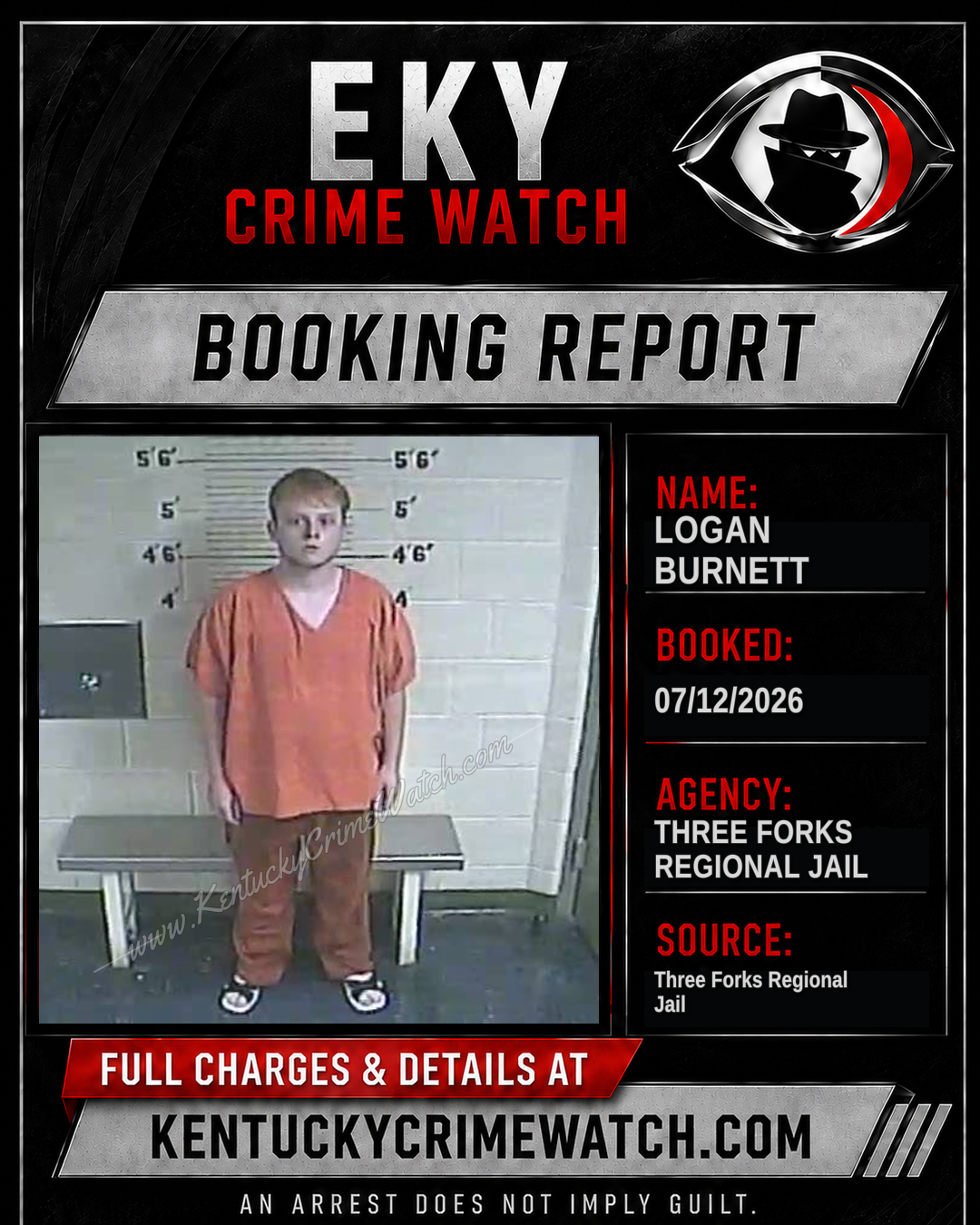 Logan Burnett booking report card