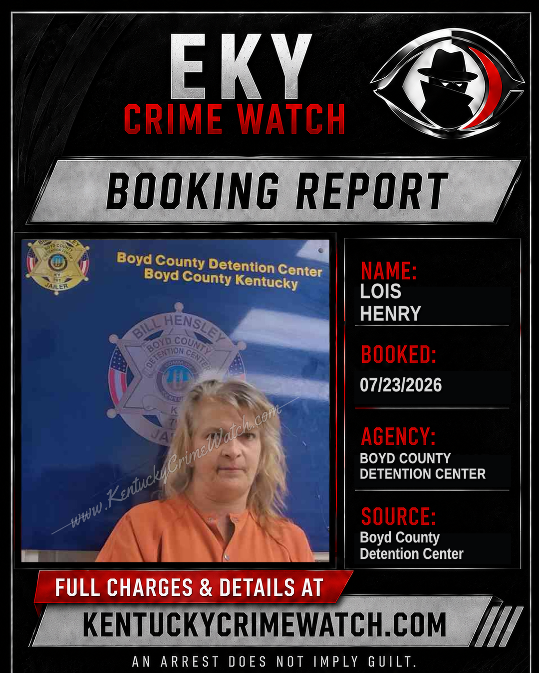 LOIS HENRY booking report card