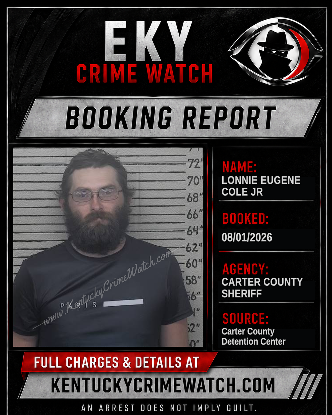 LONNIE EUGENE COLE JR booking report card