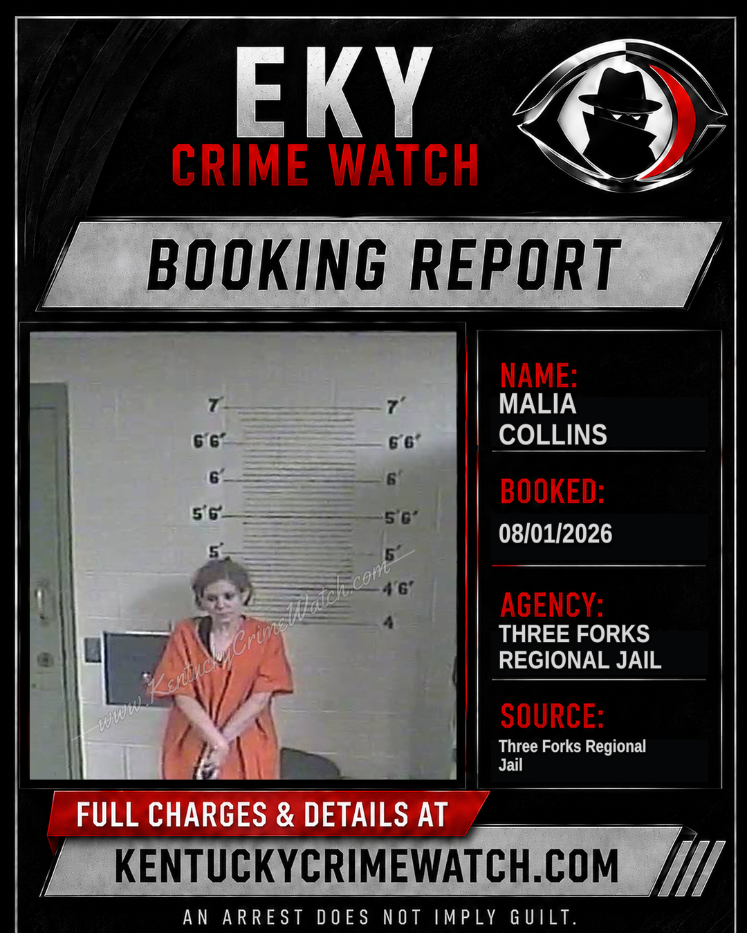 Malia Collins booking report card