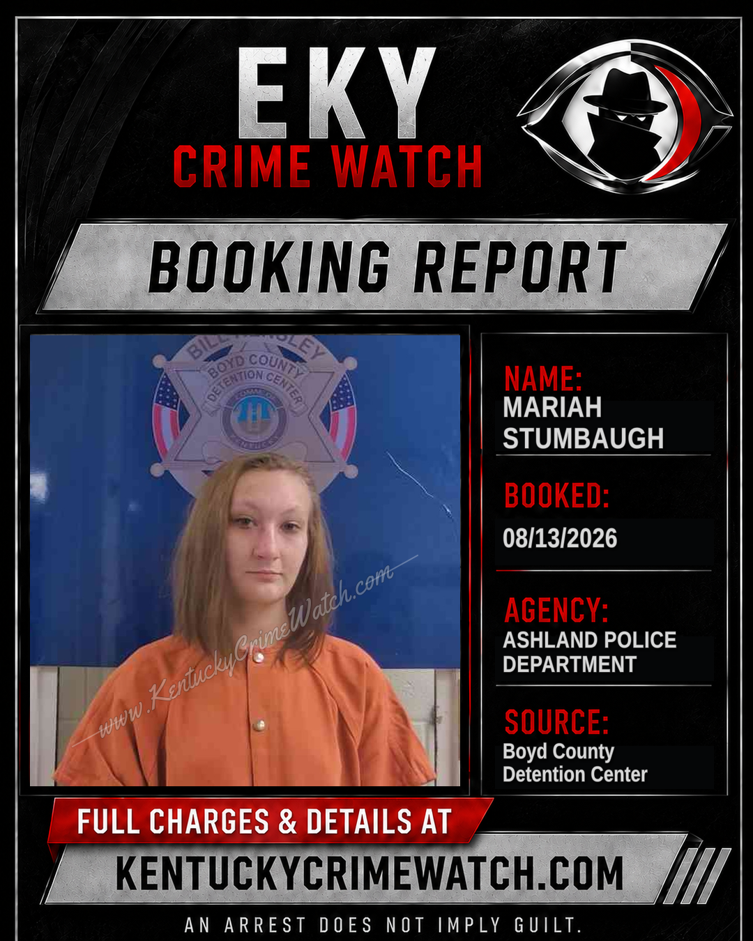MARIAH STUMBAUGH booking report card