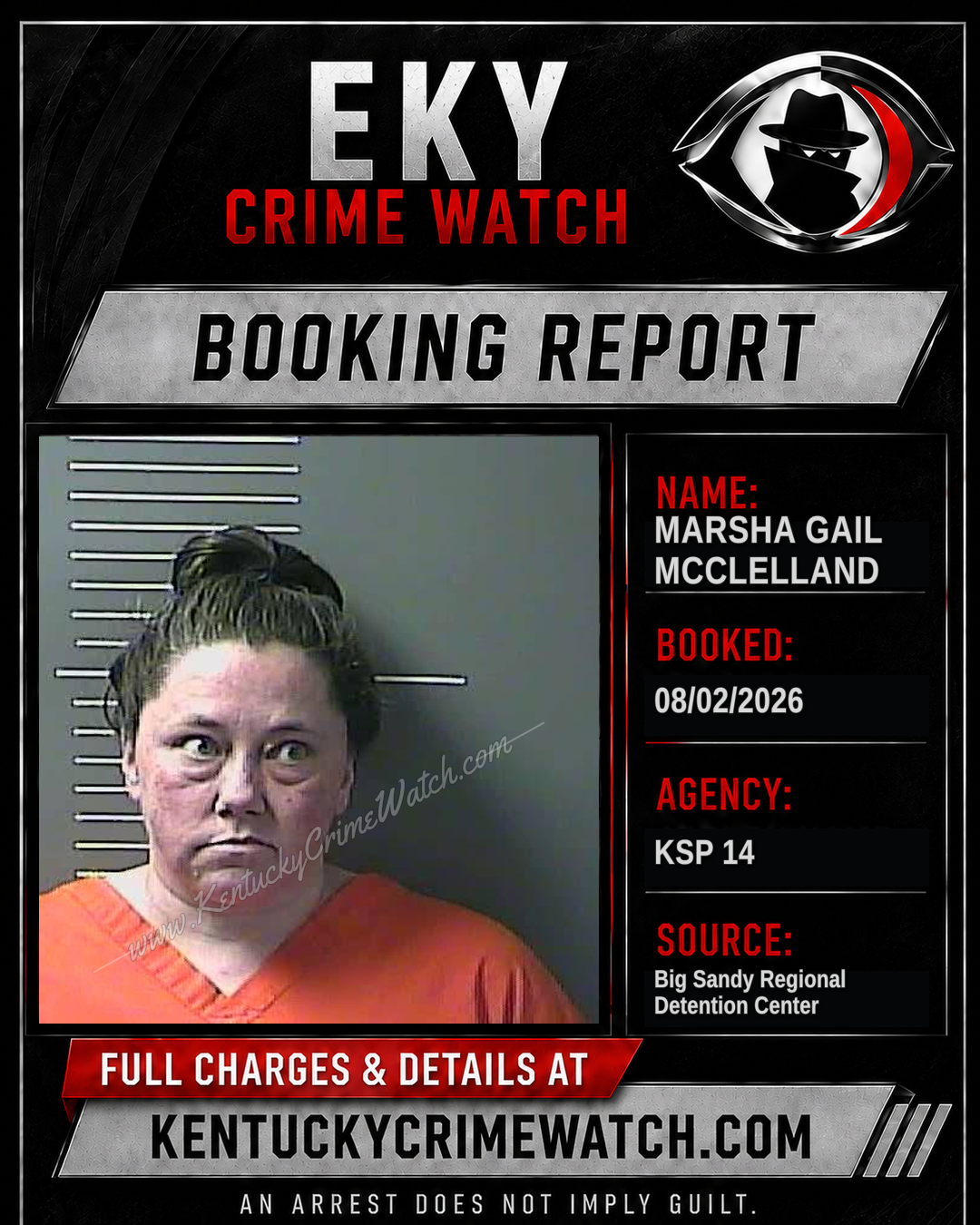 MARSHA GAIL MCCLELLAND booking report card
