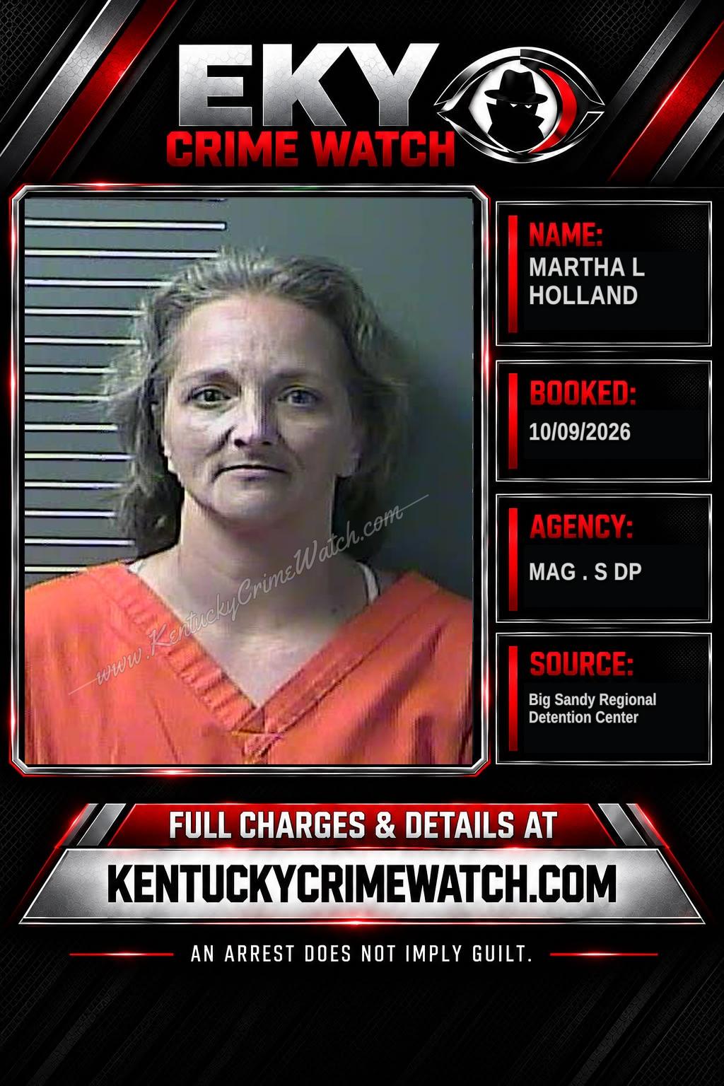 MARTHA L HOLLAND booking report card