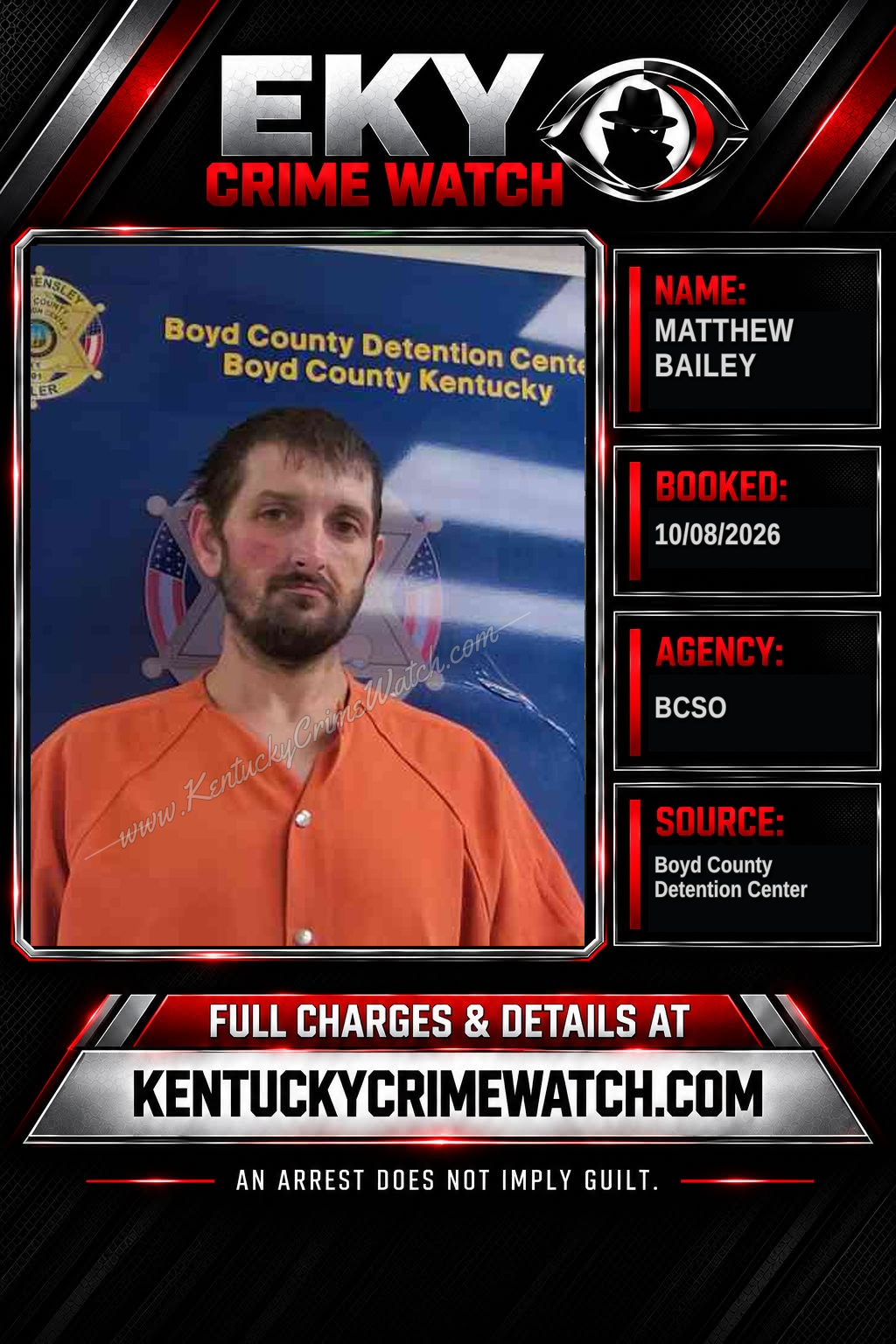 MATTHEW BAILEY booking report card