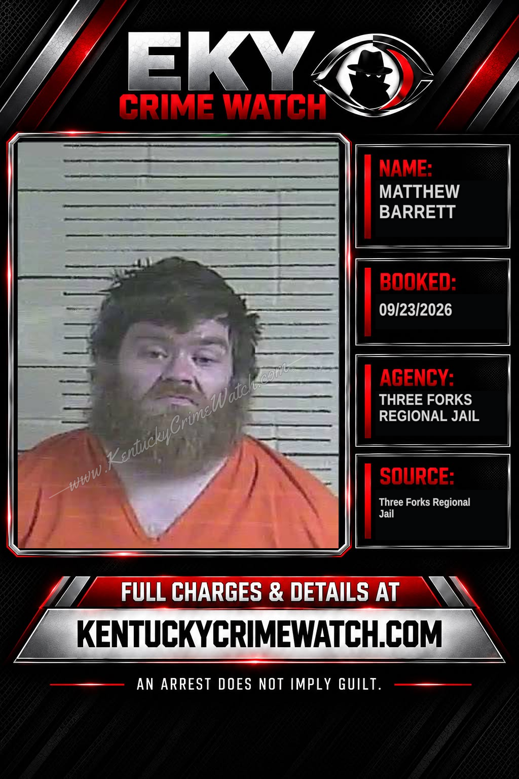 Matthew Barrett booking report card