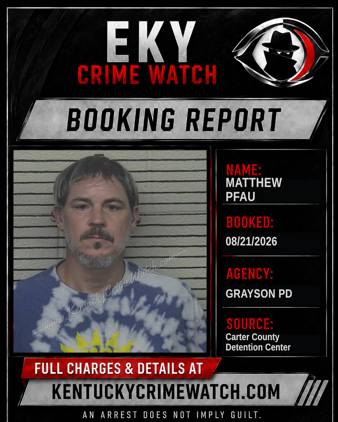 MATTHEW PFAU booking report card